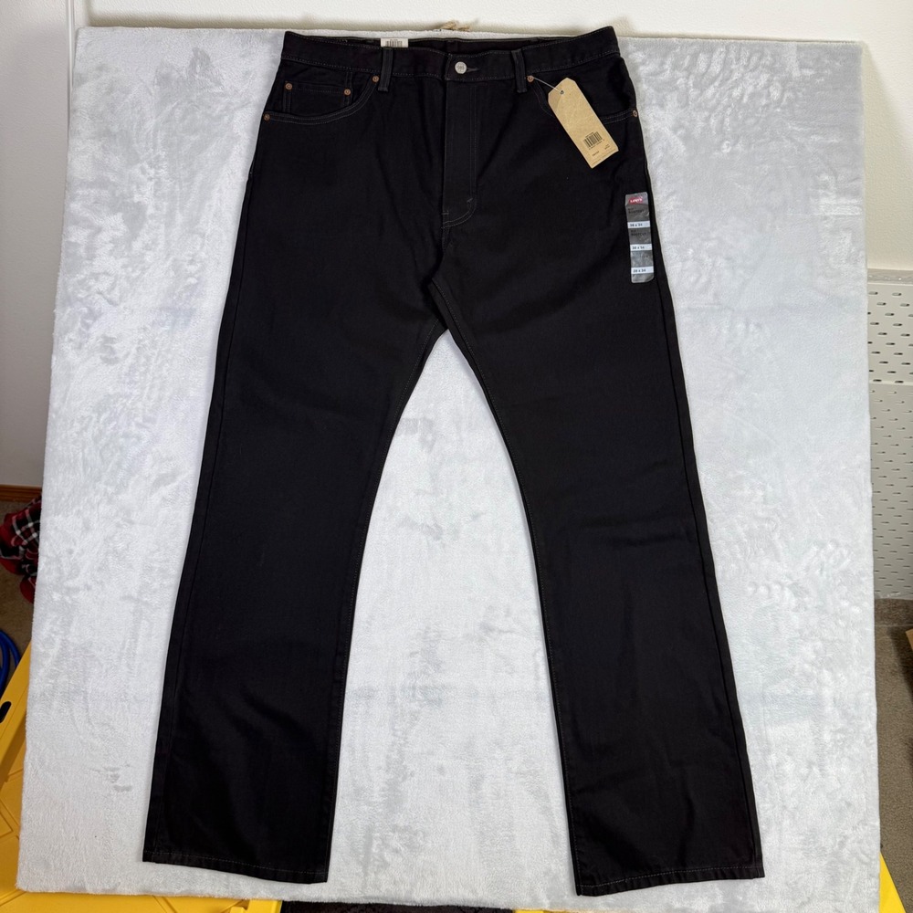 Levi's 517 Bootcut Jeans Mens 38x34 Black Slim Fit Denim Pants Western Dark Wash